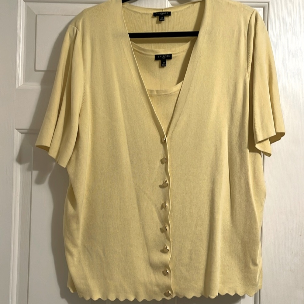 Talbots Plus Yellow Cardigan Set